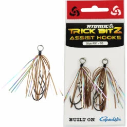 Atomic Trick Bitz Assist Hook Packs 18 Atomic Trick Bitz Assist Hook Packs -Fishing Promotion Shop atomic trick Bitz assist hooks brown silver tackleworld kawana
